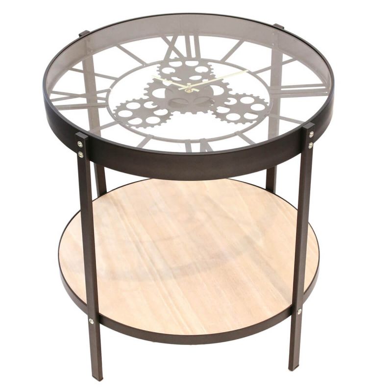 Chronos Table d'Appoint Diam. 50.5cm avec Horloge Intégrée Chronos table d'appoint diam. 40.5cm avec horloge intégrée
