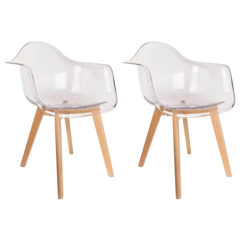 Travis Lot de 2 Fauteuils Assises Transparentes Travis Lot de 2 Fauteuils Assises Transparentes