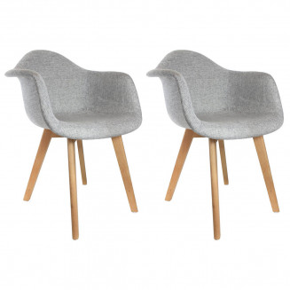 Travis - Lot de 2 Fauteuils Assises Tissu Gris