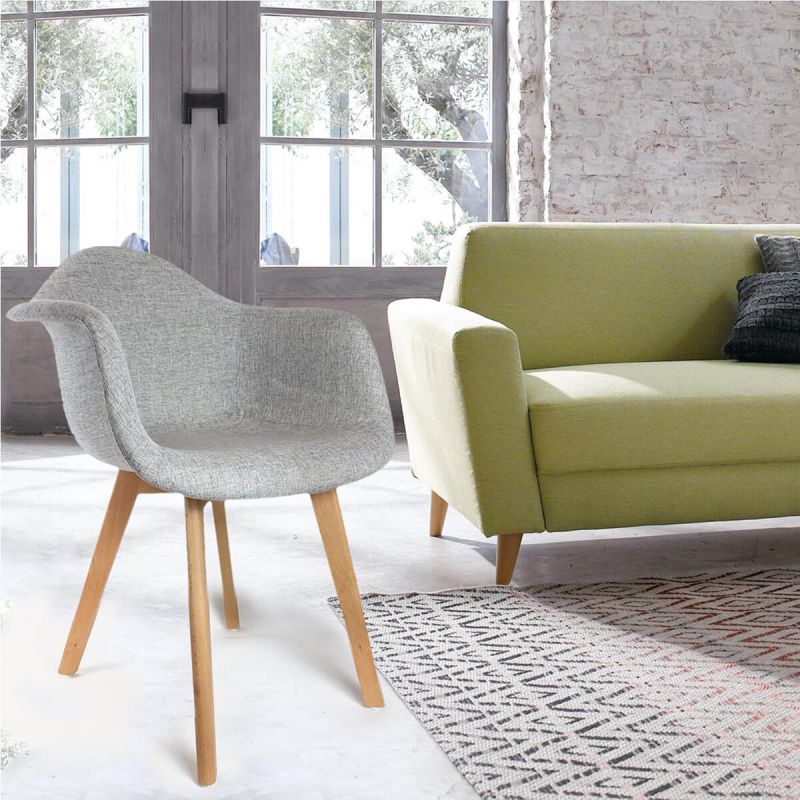 Travis Lot de 2 Fauteuils Assises Tissu Gris Travis Lot de 2 Fauteuils Assises Tissu Gris