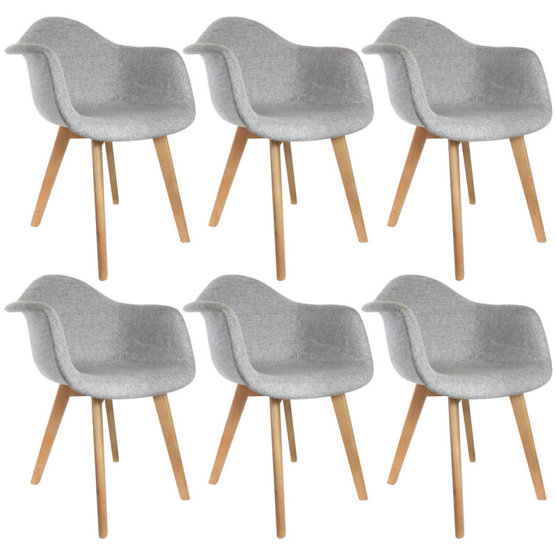 Travis Lot de 6 Fauteuils Assises Tissu Gris Travis Lot de 6 Fauteuils Assises Tissu Gris