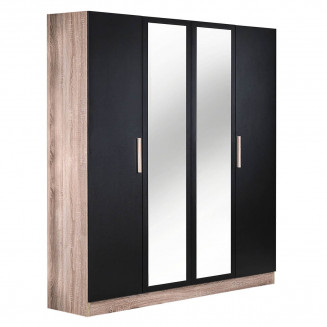 MAELYS - Armoire 4 Portes avec Miroir Central