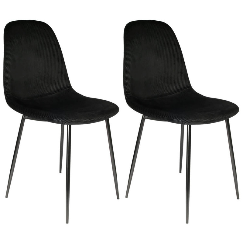 Alessia - Lot de 2 Chaises Velours Côtelé Noires