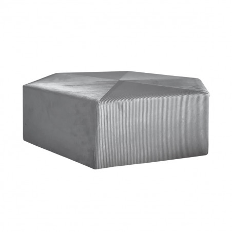 Alessia - Pouf Hexagonal 75cm Velours Côtelé Gris Foncé