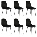 Alessia - Lot de 6 Chaises Velours Côtelé Noires