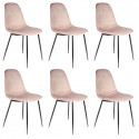 Alessia - Lot de 6 Chaises Velours Côtelé Roses