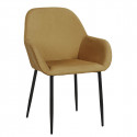 Alessia - Lot de 4 Fauteuils Velours Côtelé Jaune Moutarde