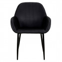 Alessia - Lot de 4 Fauteuils Velours Côtelé Noir