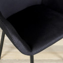 Alessia - Lot de 4 Fauteuils Velours Côtelé Noir