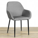 Alessia - Lot de 4 Fauteuils Velours Côtelé Gris