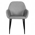 Alessia - Lot de 4 Fauteuils Velours Côtelé Gris