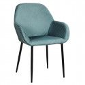 Alessia - Lot de 4 Fauteuils Velours Côtelé Bleu Canard