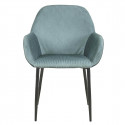 Alessia - Lot de 4 Fauteuils Velours Côtelé Bleu Canard