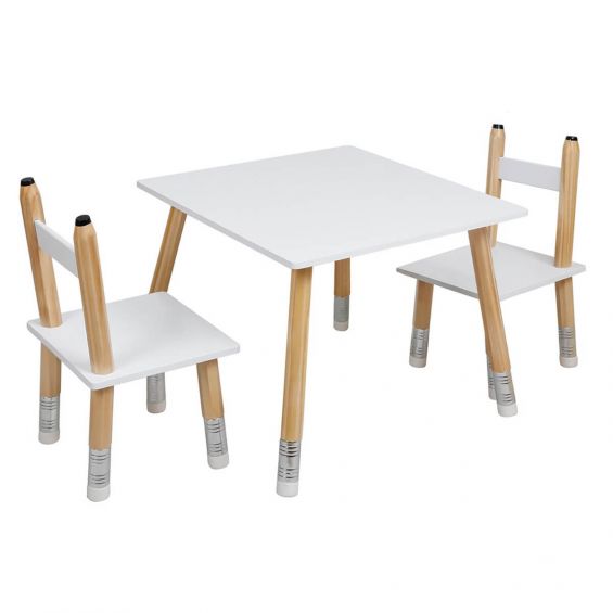 Lapis - Ensemble Table et 2 Chaises Enfant Base Crayons