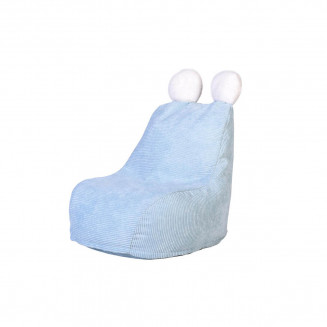 MADARIA - Fauteuil Poire Enfant Velours Côtelé Bleu