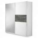 IZIA GRISE - Armoire 2 Portes Coulissantes avec Miroir