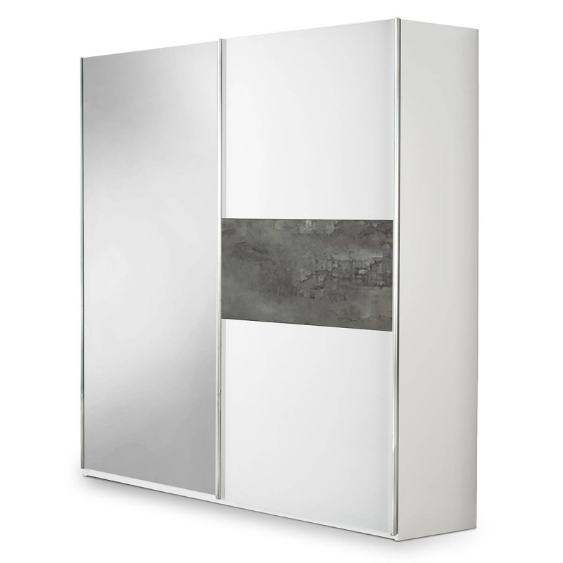 IZIA GRISE - Armoire 2 Portes Coulissantes avec Miroir IZIA GRISE - Armoire 2 Portes Coulissantes avec Miroir