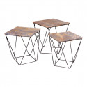 ERLING - Lot de 3 Tables Basses Acier et Effet Marbre Gris