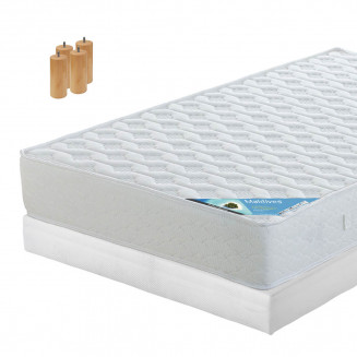 MALDIVES - Pack Matelas + Tapissier 90x190 + Pieds