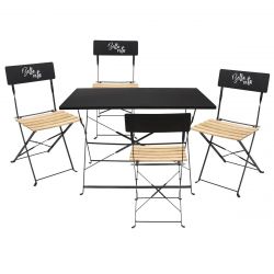 Malam - Ensemble Table Repas Pliante + 4 Chaises Pliantes Noires