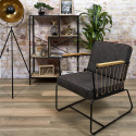 LUCAS - Fauteuil Simili Cuir Marron Foncé