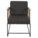 LUCAS - Fauteuil Simili Cuir Marron Foncé