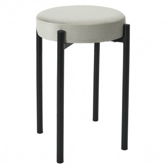STACK - Tabouret Empilable Rond Velours Gris
