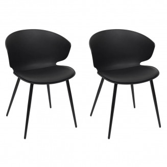 ZENN - Lot de 2 Chaises Coque Rembourrée Noire ZENN - Lot de 2 Chaises Coque Rembourrée Noire