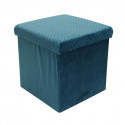 FLOY - Coffre Pouf Pliable Velours Bleu Canard