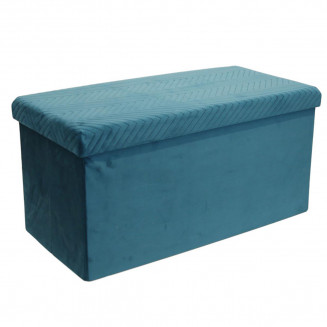 FLOY - Coffre Banc Pliable Velours Bleu Canard
