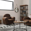 GANSSI - Ensemble Fauteuil + Canapé 2P Marron Aspect Vieilli