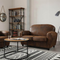 GANSSI - Ensemble Fauteuil + Canapé 2P Marron Aspect Vieilli