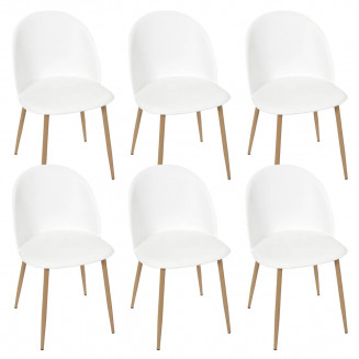 MADDY - Lot de 6 Chaises Scandinaves Blanches