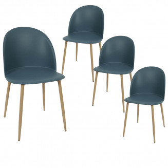 MADDY - Lot de 4 Chaises Scandinaves Bleu Canard