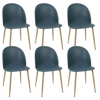 MADDY - Lot de 6 Chaises Scandinaves Bleu Canard
