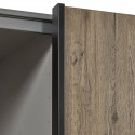 IRISA - Armoire 2 Portes Coulissantes 217cm Aspect Bois