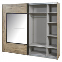 IRISA - Armoire 2 Portes Coulissantes 217cm Aspect Bois