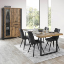 KORA - Table 170cm Aspect Bois Piètement U Métal Poudré Noir