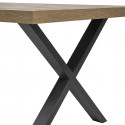 NILLA - Table 200cm Aspect Bois Piètement X Métal Poudré Noir