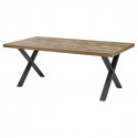 NILLA - Table 200cm Aspect Bois Piètement X Métal Poudré Noir