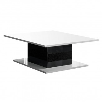 COLUMBUS / ALYSSA - Table Basse Rectangulaire Laquée Brillant Blanc et Noir