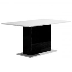 COLUMBUS / ALYSSA - Table Rectangulaire Laquée Brillant Blanc et Noir