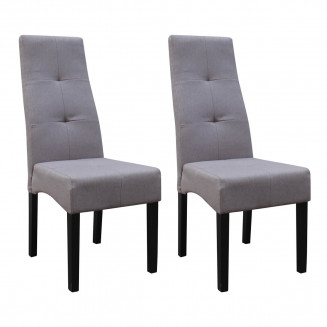 DALLAS - Lot de 2 Chaises Taupe Capitonnées DALLAS - Lot de 2 Chaises Taupe Capitonnées