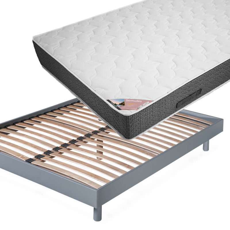 BERMUDES - Pack Matelas + NeoKit Gris 140x190