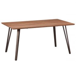 KONFITE - Table Repas 160cm Plateau Effet Chêne