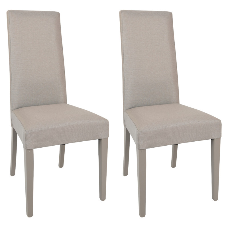 LASCALA - Lot de 2 Chaises Tissu Chamois et Pieds Laqués