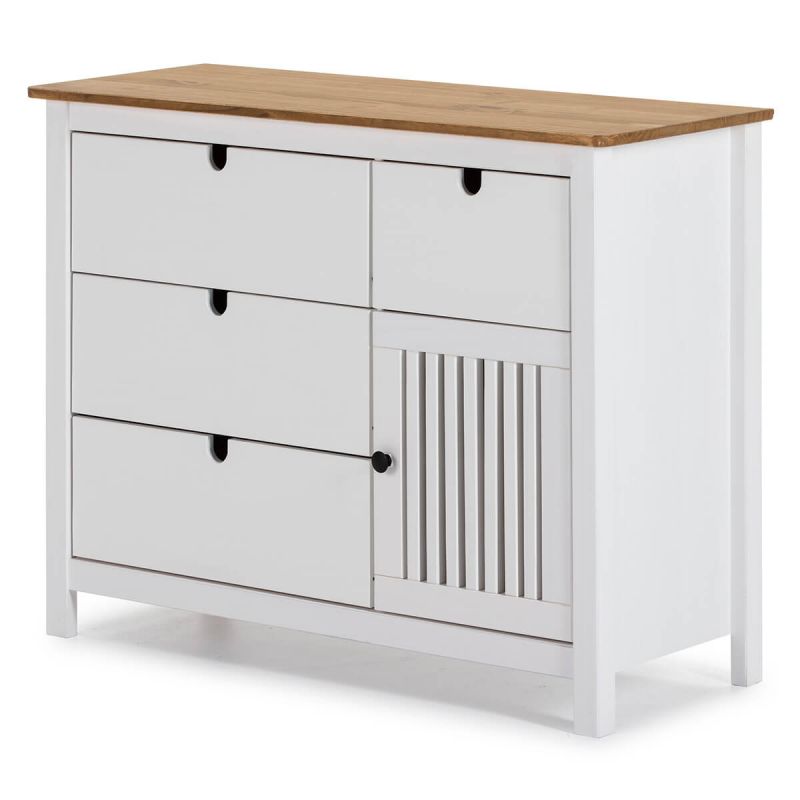 Commode Equilibre blanc/bois - Morgaëlla