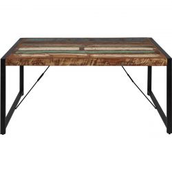 KALI - Table Repas 160cm Bois Recyclé et Pieds Métal Noir