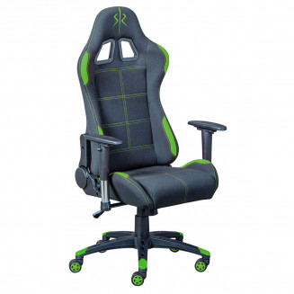 GAMER - Fauteuil Gaming Tissu Noir et Vert