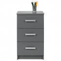 ZEINE - Meuble de Rangement 3 Tiroirs Gris Graphite